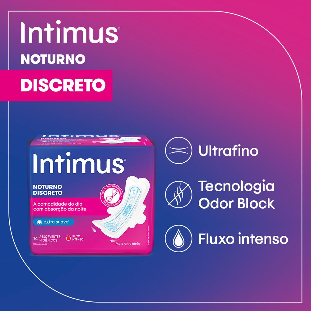 Absorvente Intimus® Noturno Discreto C/Abas - 28 UN - Imagem 2
