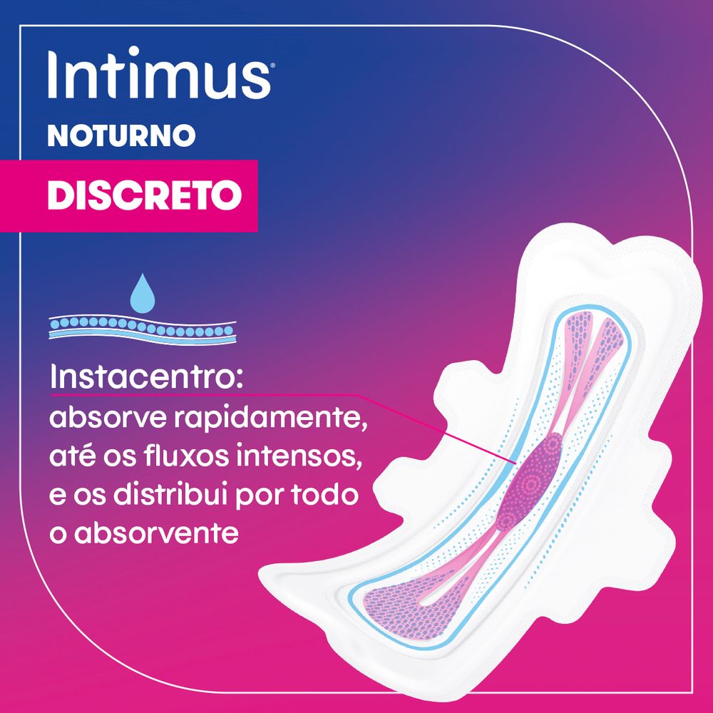 Absorvente Intimus® Noturno Discreto C/Abas - 28 UN - Imagem 4