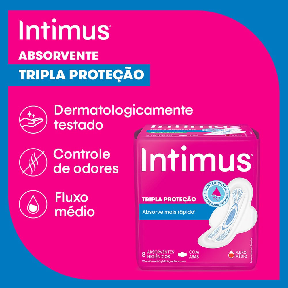 Absorvente com Abas Seca Intimus Tripla Proteção Pacote 32 Unidades Leve Mais Pague Menos - Imagem 2
