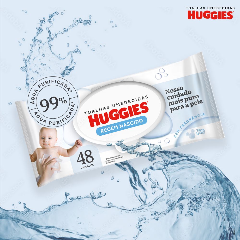Lenços Umedecidos Huggies Recém-Nascido Sem Fragrância 4 Pacotes de 48 Unidades - Imagem 3