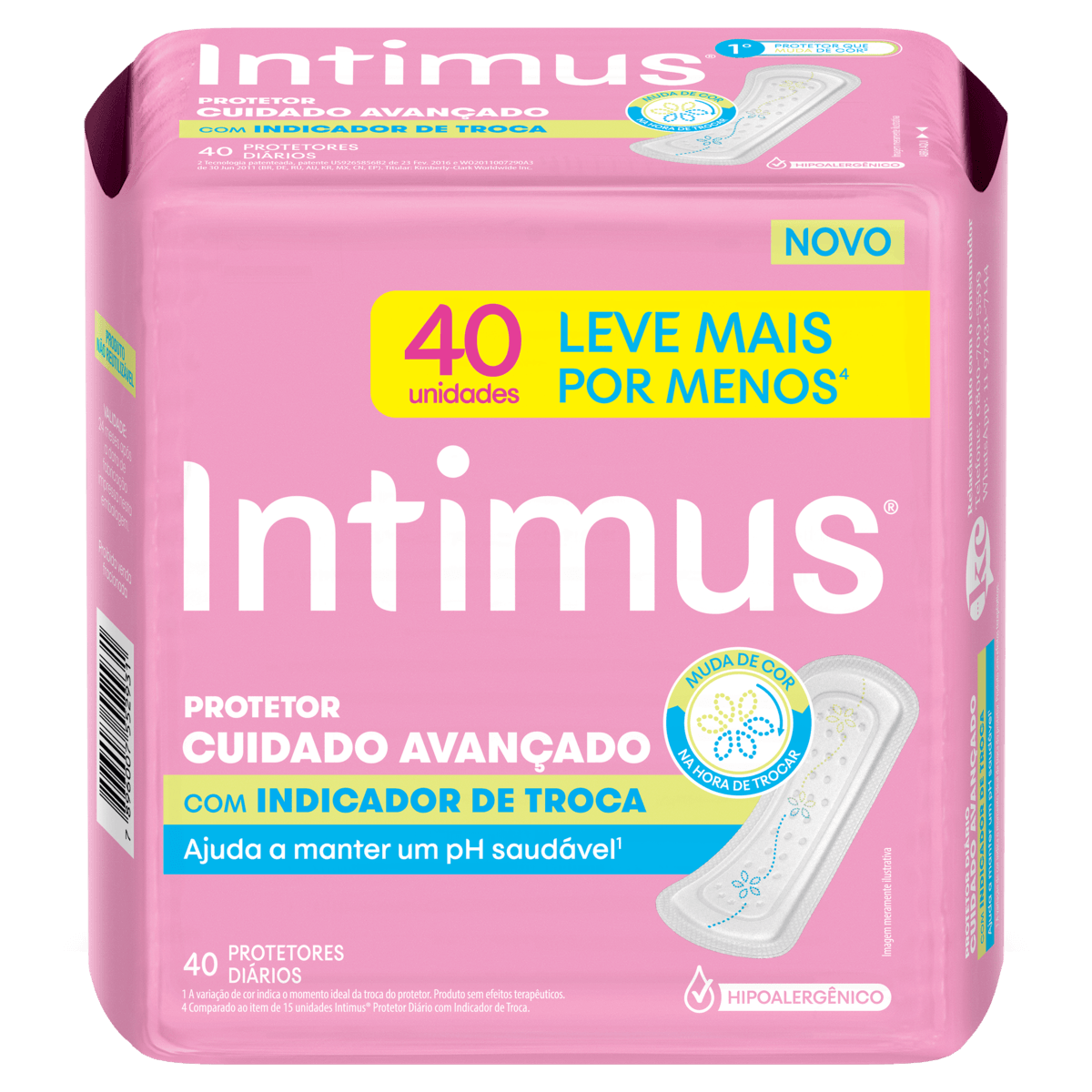 Protetor Diário Intimus® com indicador de troca - 40 un