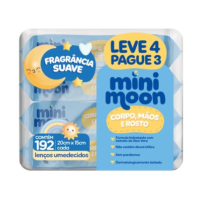 Lenço Umedecido Mini Moon com Fragrância Pack 4 Unidades