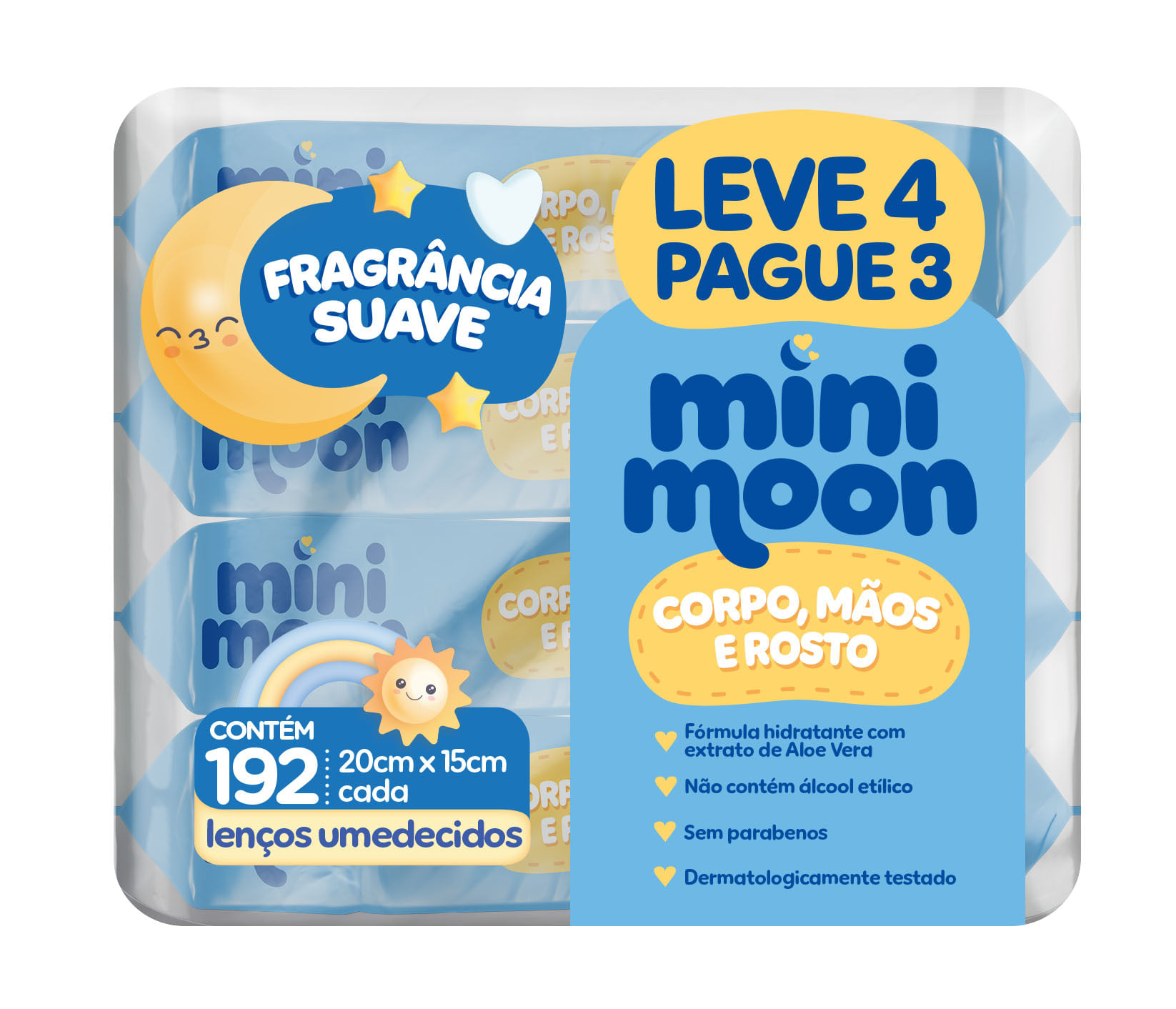 Lenço Umedecido Mini Moon com Fragrância Pack 4 Unidades