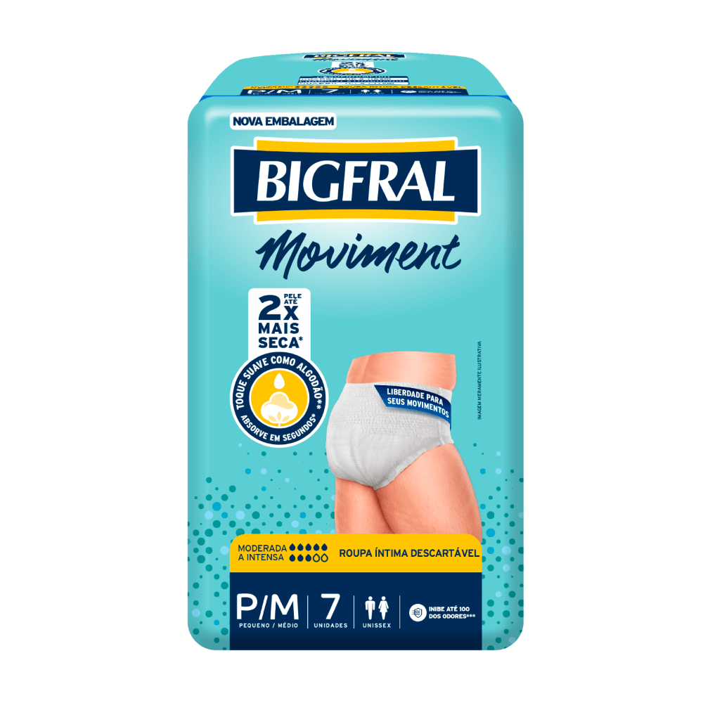 Roupa Íntima Bigfral Moviment P/M Unissex - 7 unidades - Imagem 2