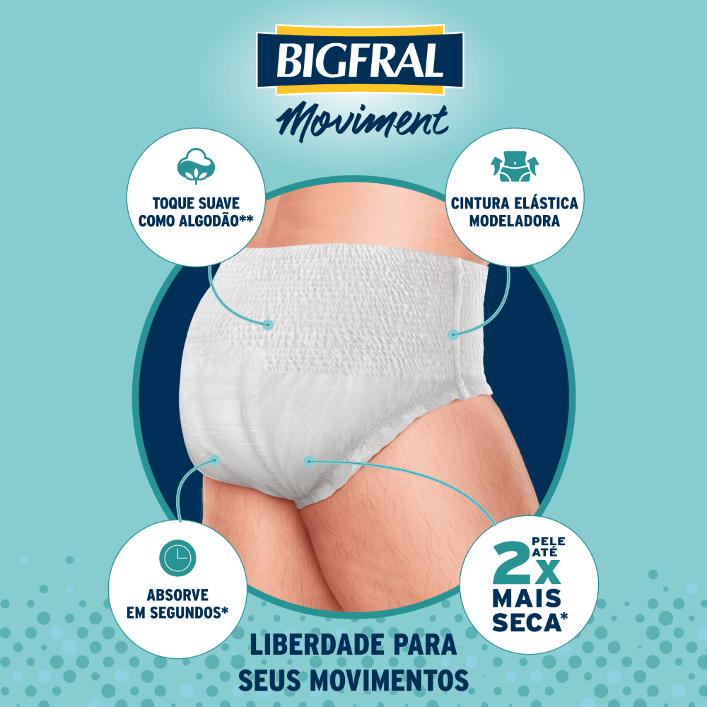 Roupa Íntima Descartável Unissex Bigfral Moviment G/XG - 7 Unidades - Imagem 5