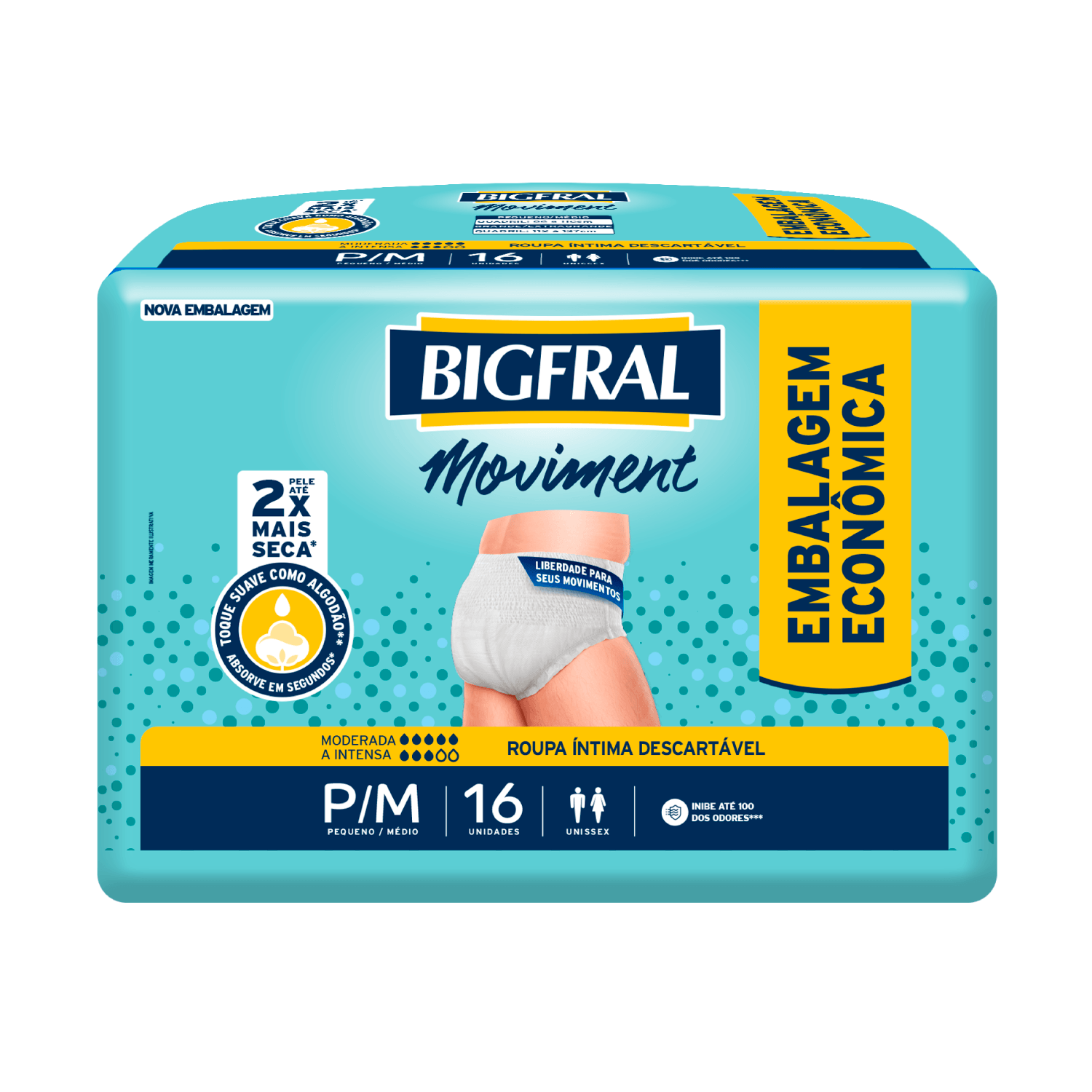Roupa Íntima Descartável Bigfral Moviment P/M - 16 unidades - Imagem 2