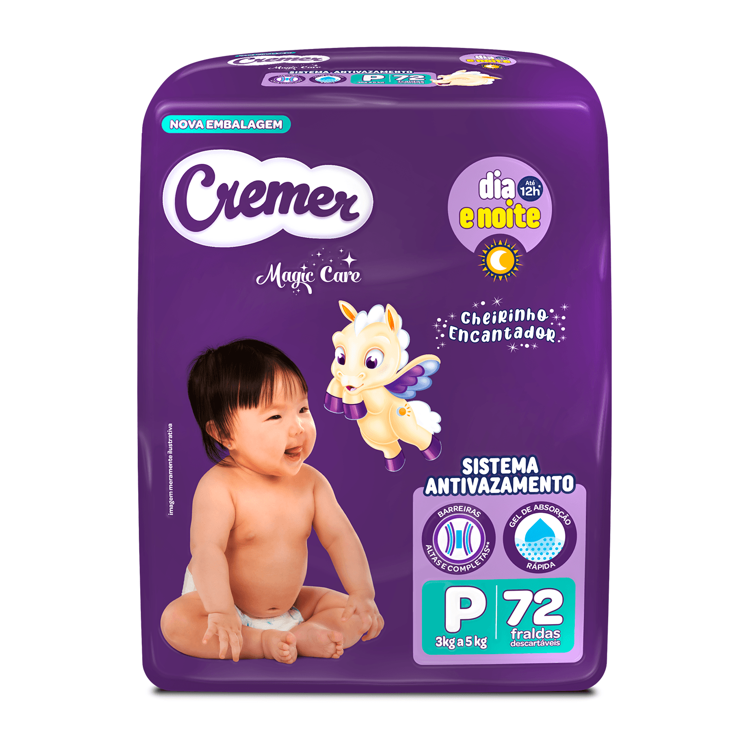 Cremer Fralda Descartável Magic Care Hiper P 72 unidades Antivazamento 12h Respirável - Imagem 2