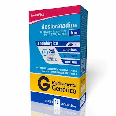 Desloratadina 5mg 10 Comprimidos Revestidos - Genérico - Biosintética Genérica