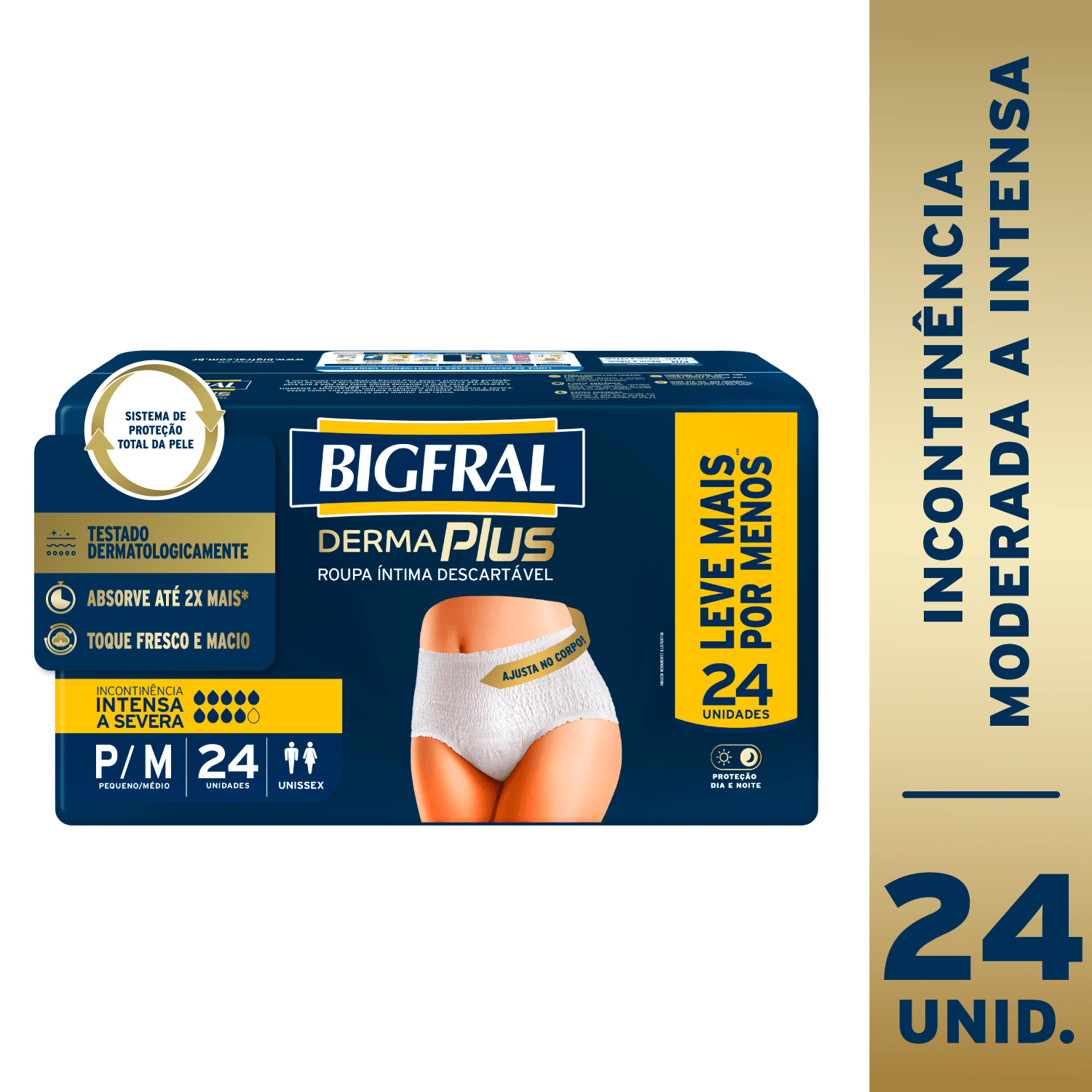 Roupa Íntima Descartável Unissex Bigfral Derma Plus P/M - 24 Unidades - Imagem 2