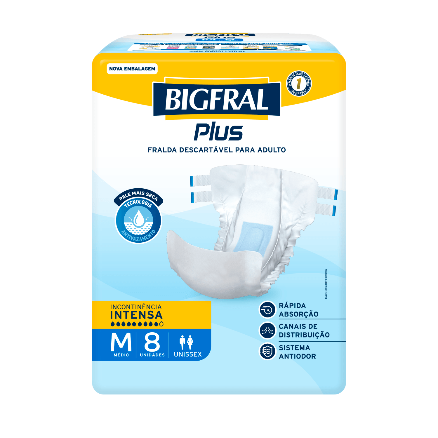 Fralda Descartável Adulto Bigfral Plus M - 8 Unidades - Imagem 2