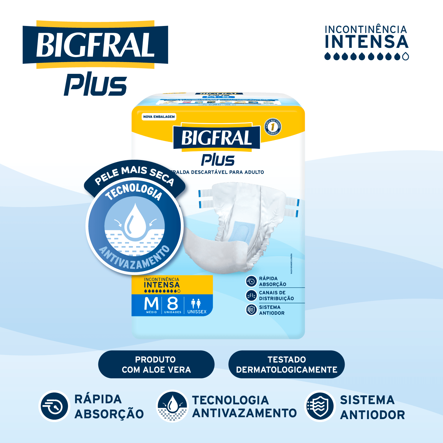 Fralda Descartável Adulto Bigfral Plus M - 8 Unidades - Imagem 3
