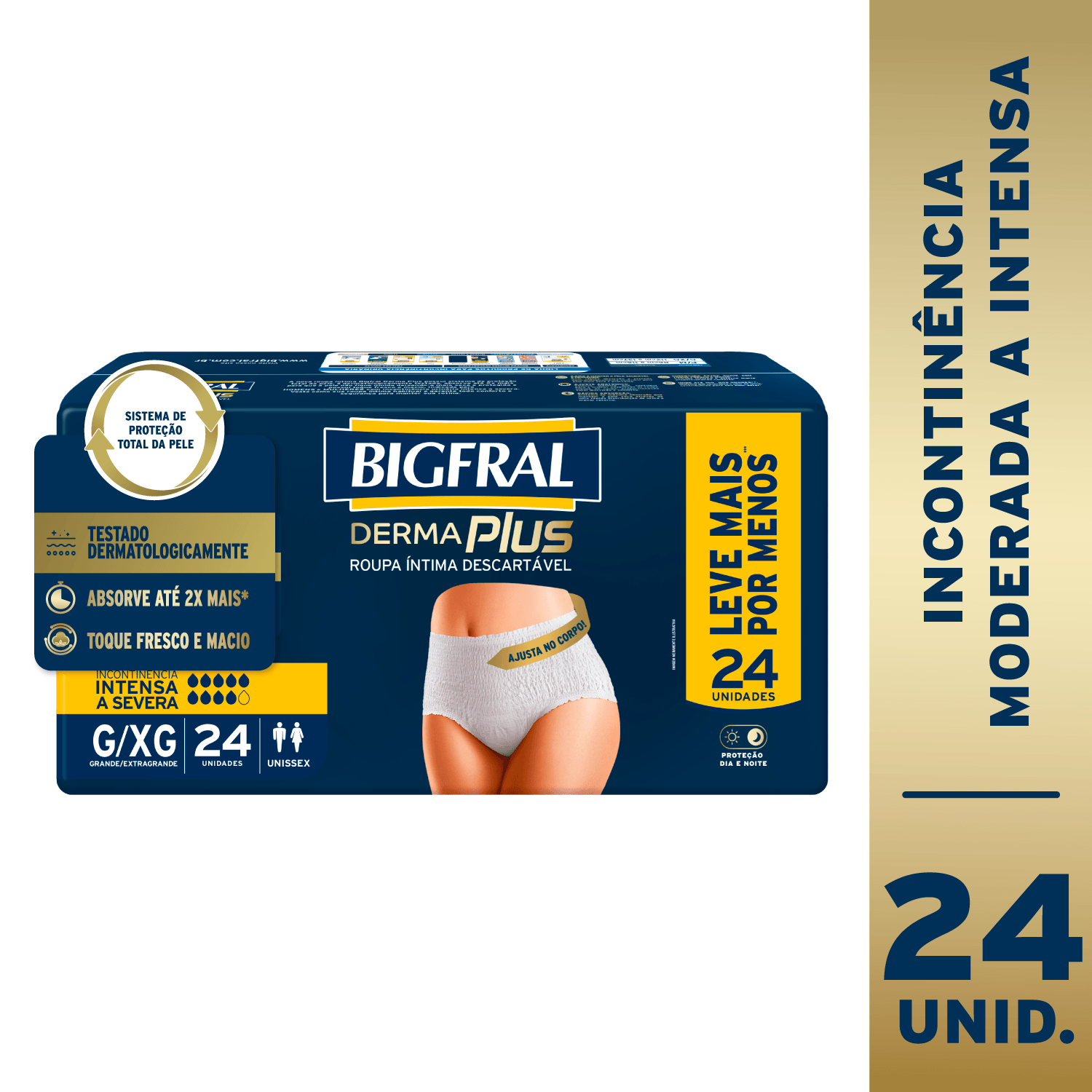 Roupa Íntima Descartável Unissex Bigfral Derma Plus G/XG - 24 Unidades - Imagem 2