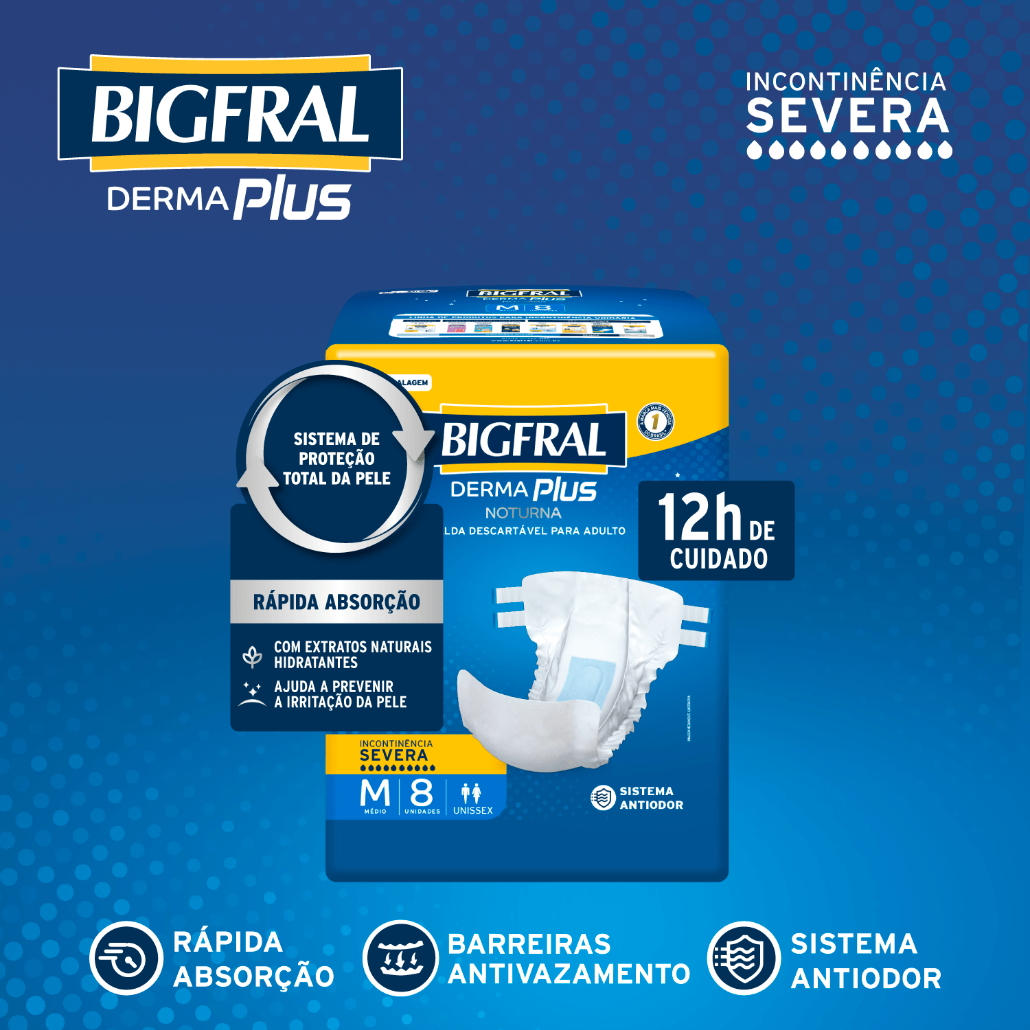 Fralda Bigfral Derma Plus Noturna M - 8 Unidades - Imagem 3