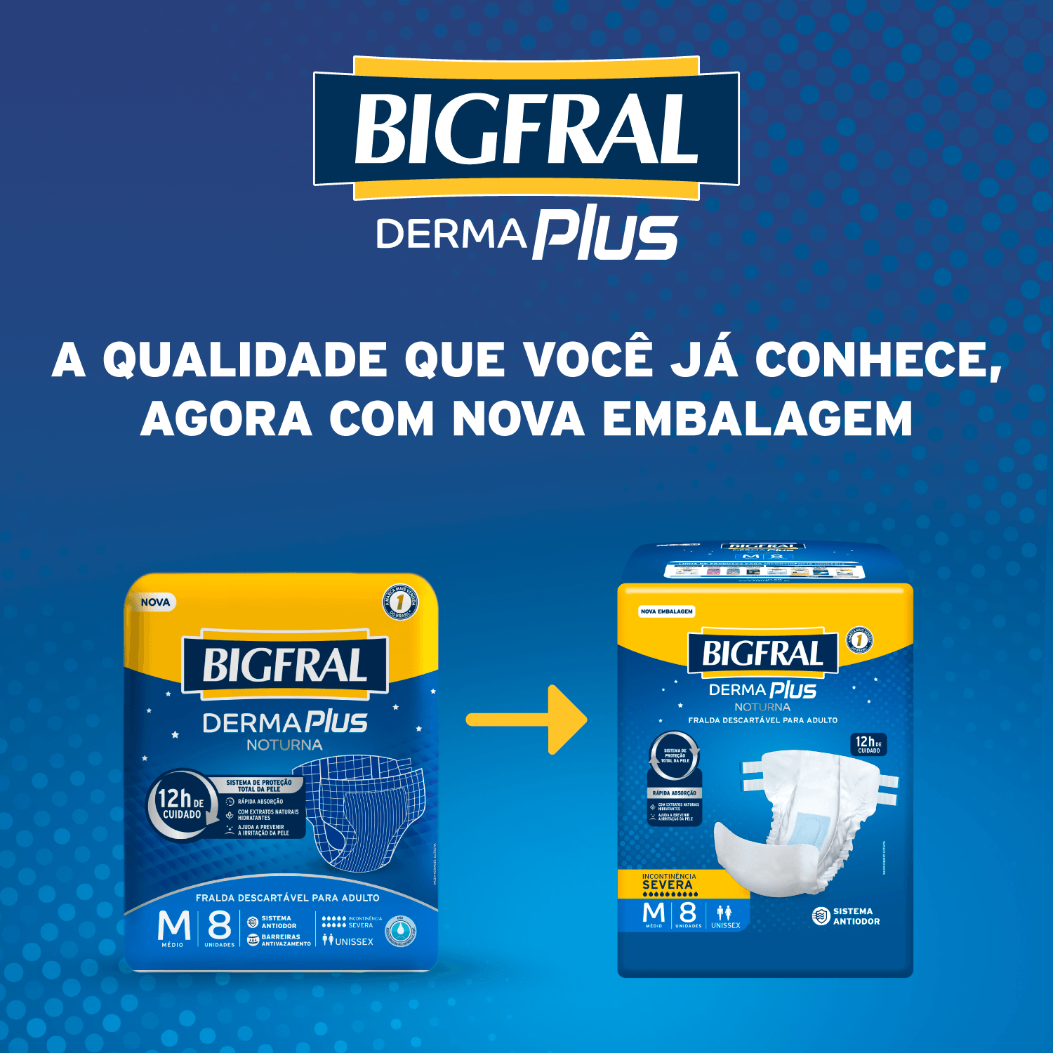 Fralda Bigfral Derma Plus Noturna M - 8 Unidades - Imagem 4