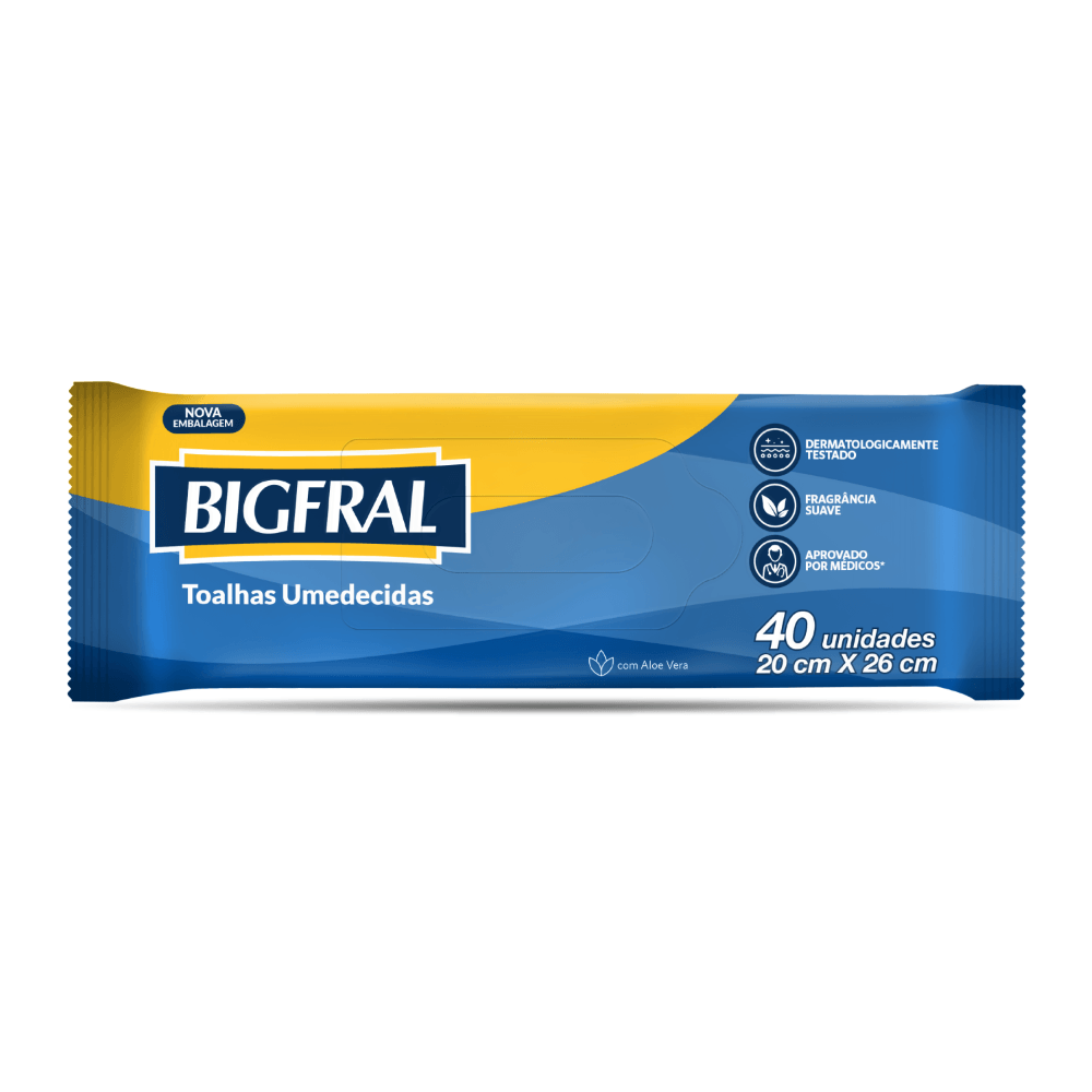 Toalha Umedecida Adulto Suave com Aloe Vera Bigfral - 40 Unidades - Imagem 2