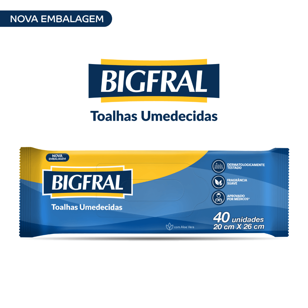 Toalha Umedecida Adulto Suave com Aloe Vera Bigfral - 40 Unidades - Imagem 3