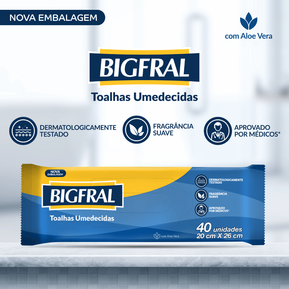 Toalha Umedecida Adulto Suave com Aloe Vera Bigfral - 40 Unidades - Imagem 4