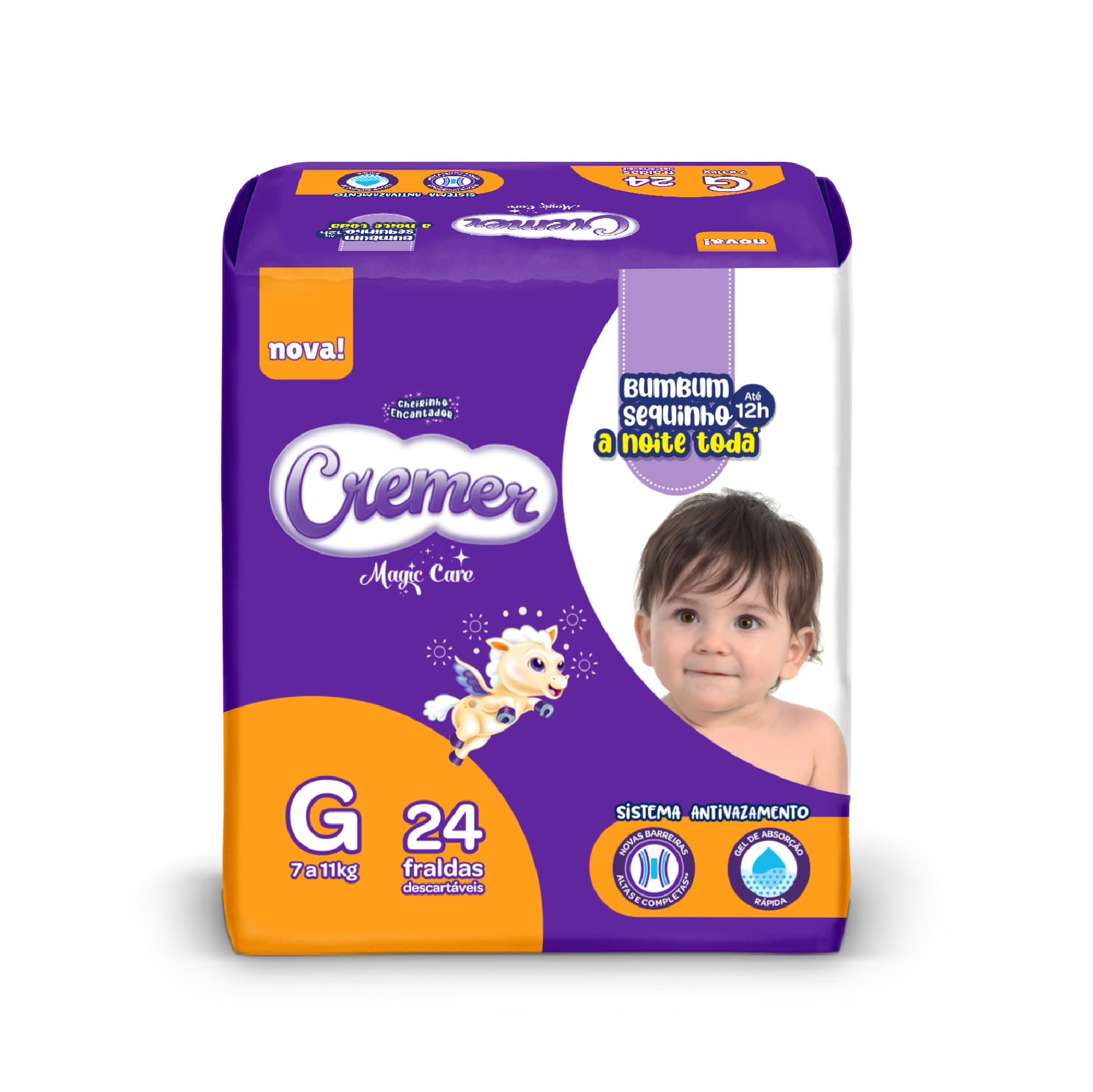 Cremer Fralda Descartável G Jumbo Superabsorvente 12h Antivazamento 24un