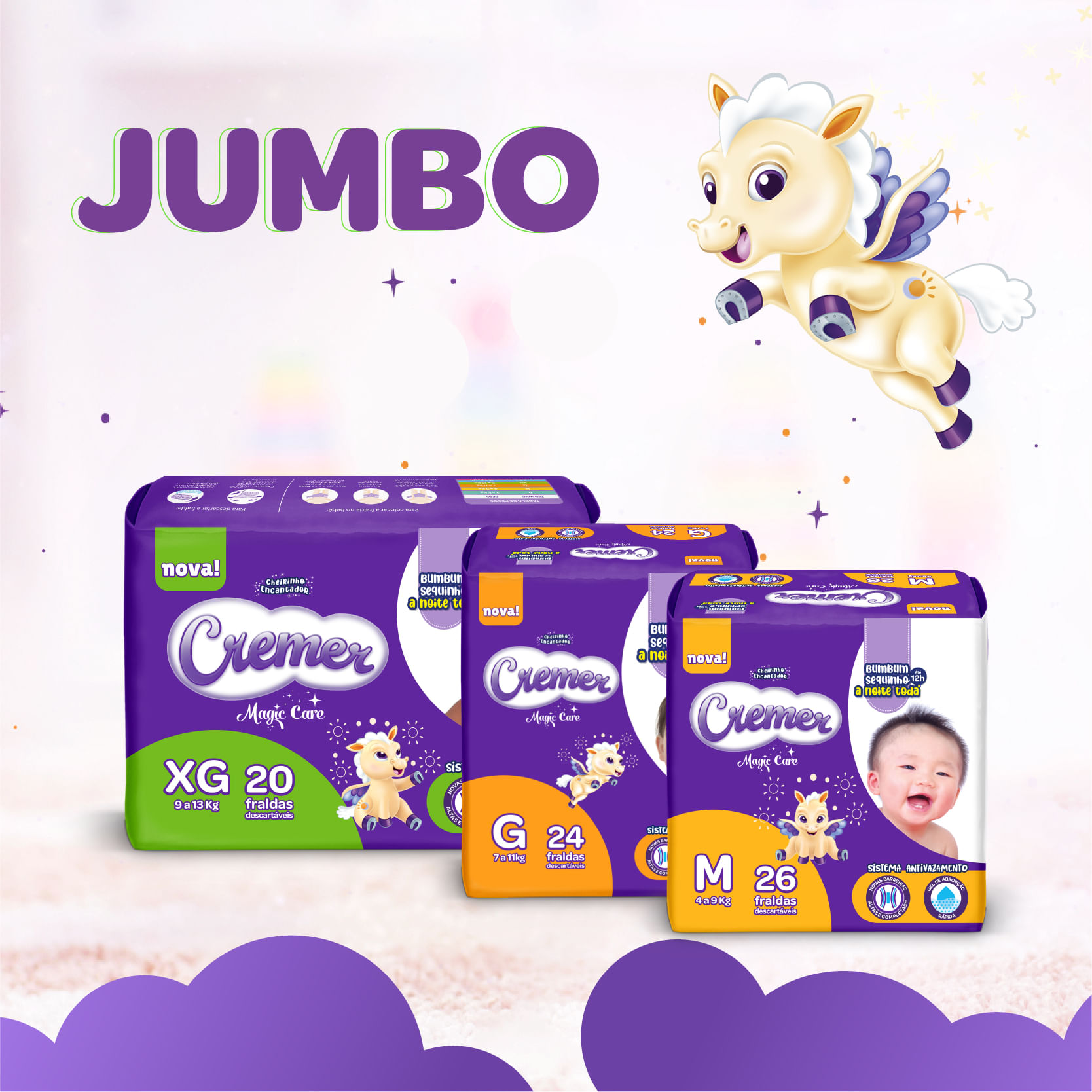 Cremer Fralda Descartável Jumbo P 30 Unidades – Superabsorvente 12h Antivazamento - Imagem 4