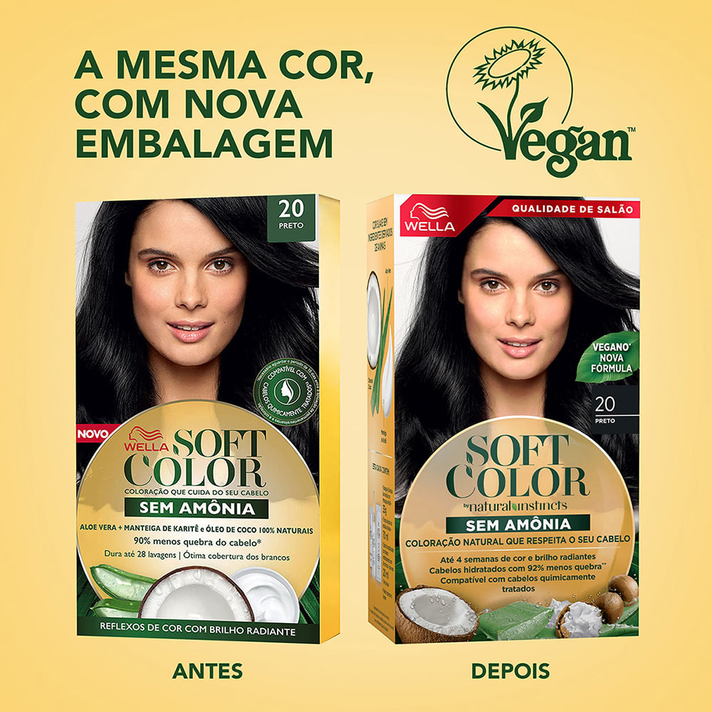 Coloração Capilar Wella Soft Color Nº 20 - Tonalidade Preto - Imagem 7