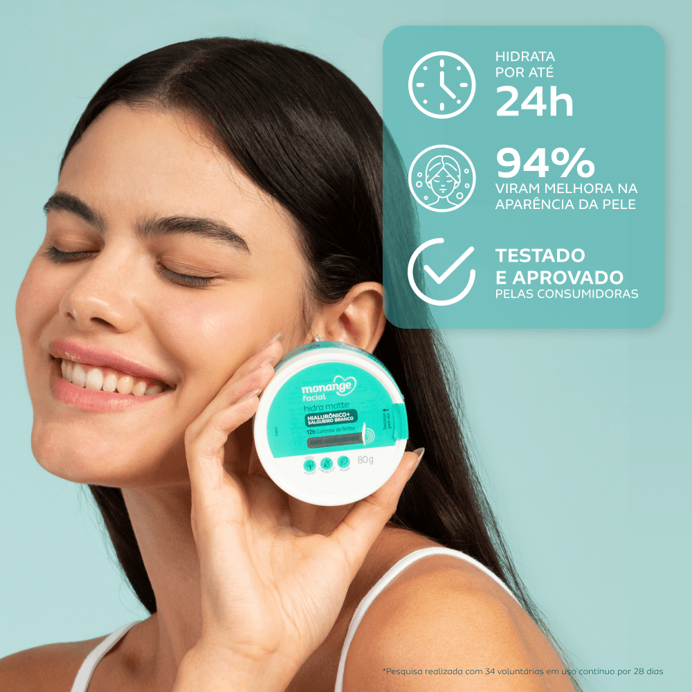 Gel Creme Hidratante Monange Facial Hidra Matte Anti-Oleosidade 80g - Imagem 3