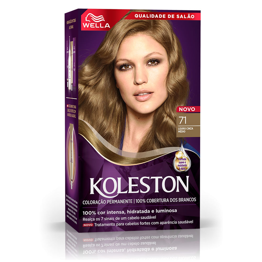 Coloração Permanente Koleston Wella 71 Louro Cinza Médio Kit 55g+55ml+22ml+40ml