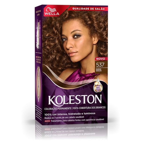 Tintura Koleston 537 Marrom Sedução - Coloração Permanente Alta Cobertura Tintura Koleston Wella 537 Marrom Sedução