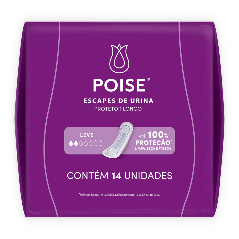 Protetor Diário sem Abas para Escapes de Urina Poise Longo - 14 Unidades - Imagem 2