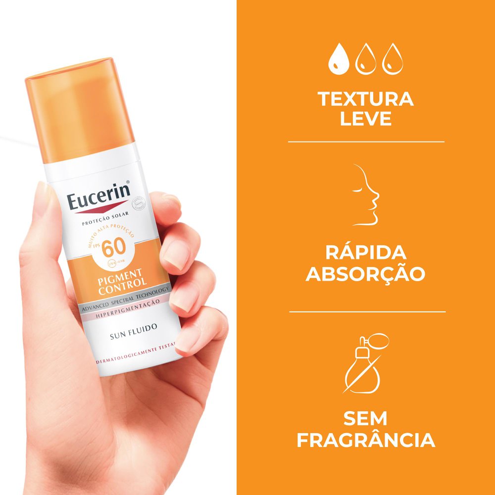 EUCERIN Protetor Solar Facial Antimanchas FPS 60 50ml, Pigment Control, Clareador, Proteção UVA, UVB e Luz Visível, Thiamidol - Imagem 4