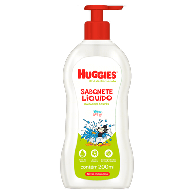 Sabonete Líquido da Cabeça aos Pés Chá de Camomila Disney Baby Huggies Frasco 200ml