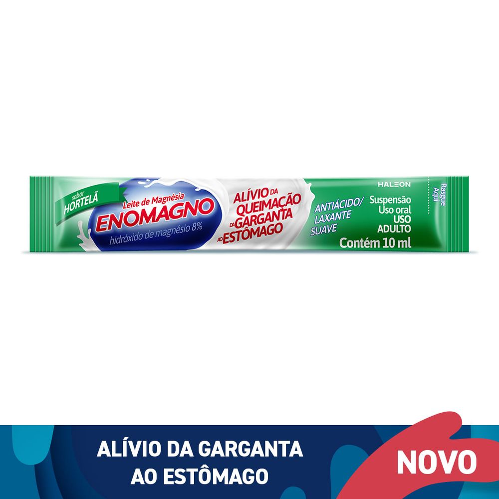 Antiácido Leite de Magnésia ENOMAGNO 8% Sachê 10ml