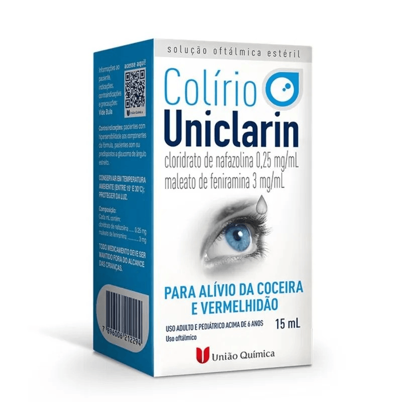 Colírio Antialérgico Uniclarin União Química 0,25Mg/Ml + 3Mg/Ml 15Ml