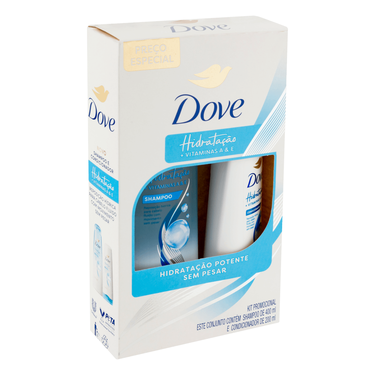 Shampoo 400ml + Condicionador 200ml Vitamina A & B Dove Hidratação - Imagem 3
