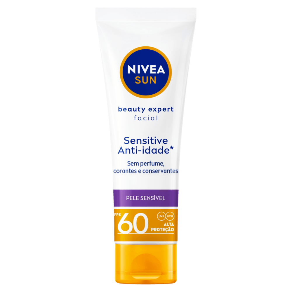 Protetor Solar Facial Sensitive Anti-Idade FPS 60 Nivea Sun Beauty Expert - 50g