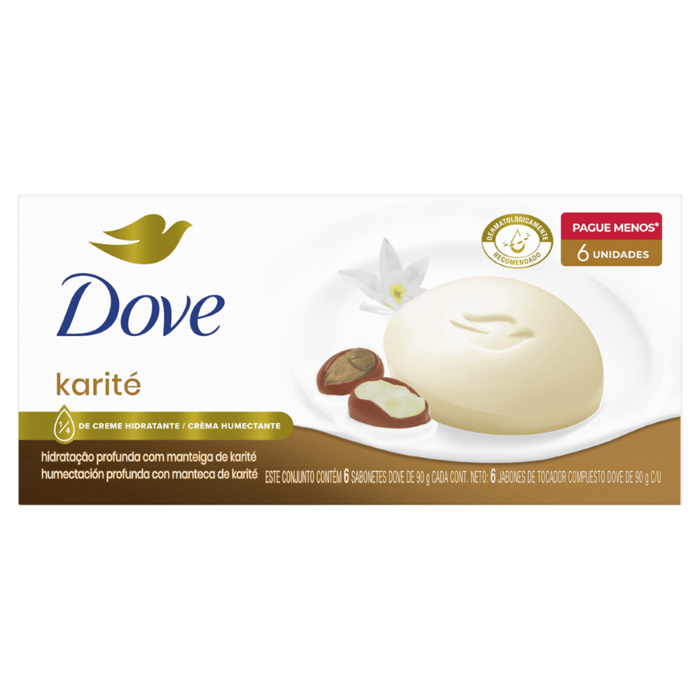 Pack Sabonete em Barra Karité Dove 90g -  6 Unidades