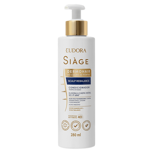 Condicionador Dermo Hair Eudora Siàge Scalp Rebalance - 280ml Condicionador Eudora Siàge Ácido Mandélico e Scalp Rebalance Frasco 280ml