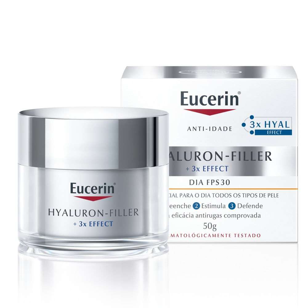EUCERIN Creme Hidratante Facial Anti-idade Dia FPS 30 50ml, Hyaluron-Filler, Ácido Hialurônico, Antirrugas, Diurno