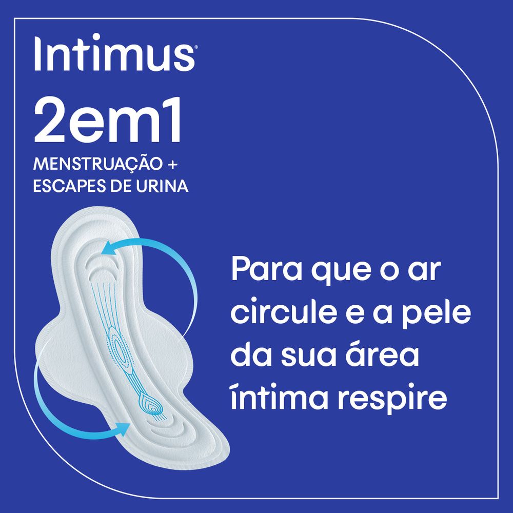 Absorvente Feminino Intimus 2 em 1 Noturno para Menstruação e Escapes de Urina 8 unidades - Imagem 4