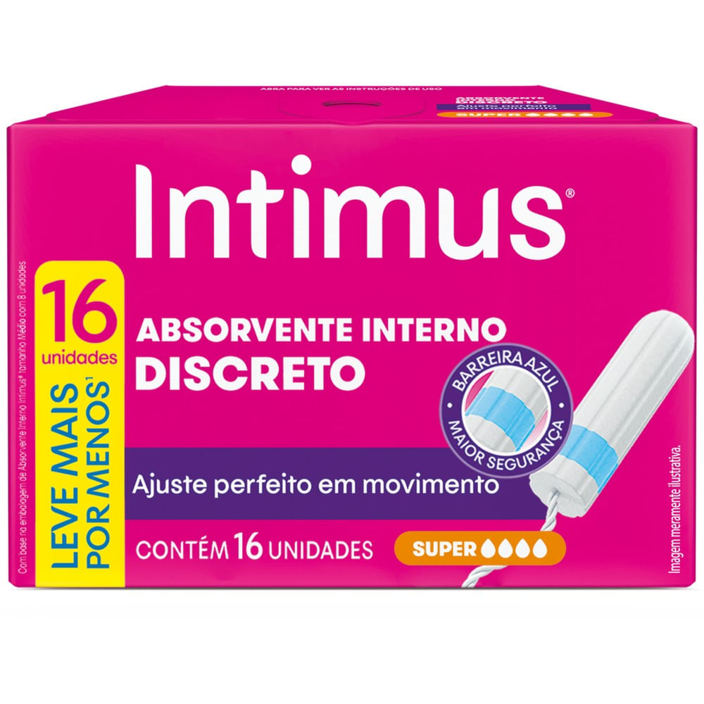 Absorvente Interno Intimus Super Caixa Leve 16 Pague 15 Unidades