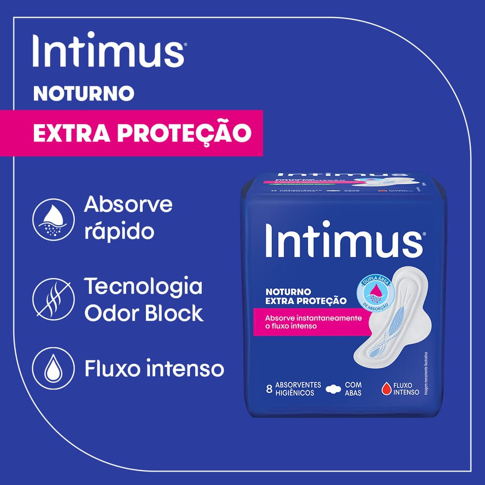 Absorvente com Abas Suave Intimus Noturno Pacote 16 Unidades Leve Mais Pague Menos - Imagem 2