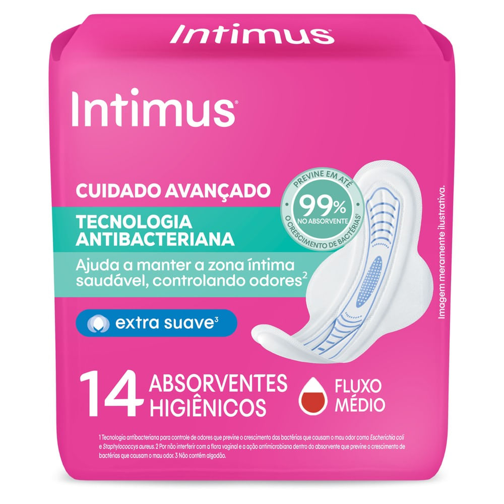 Absorvente Intimus® Tecnãologia Antibacteriana C/Abas - 14un