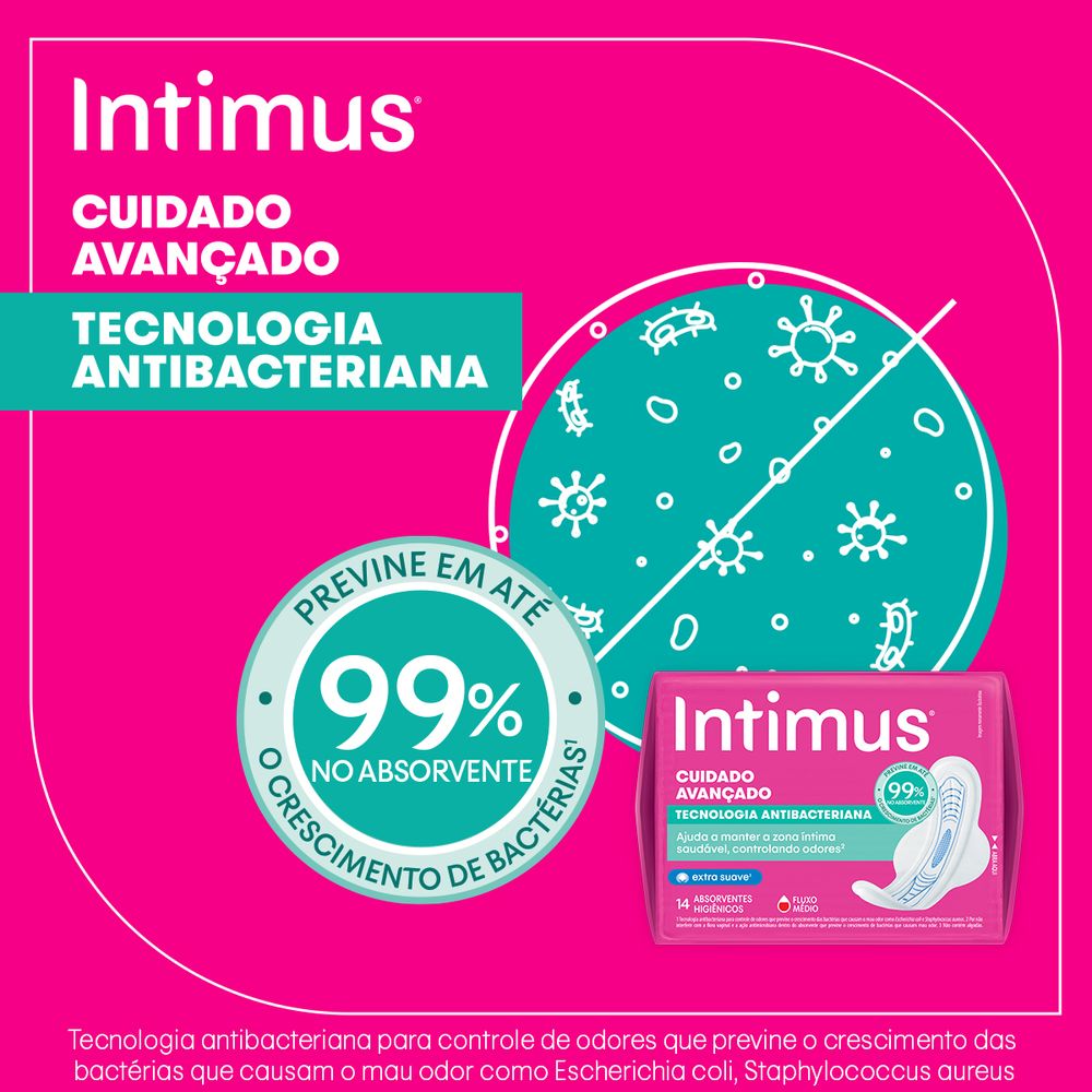 Absorvente Intimus® Tecnãologia Antibacteriana C/Abas - 14un - Imagem 2