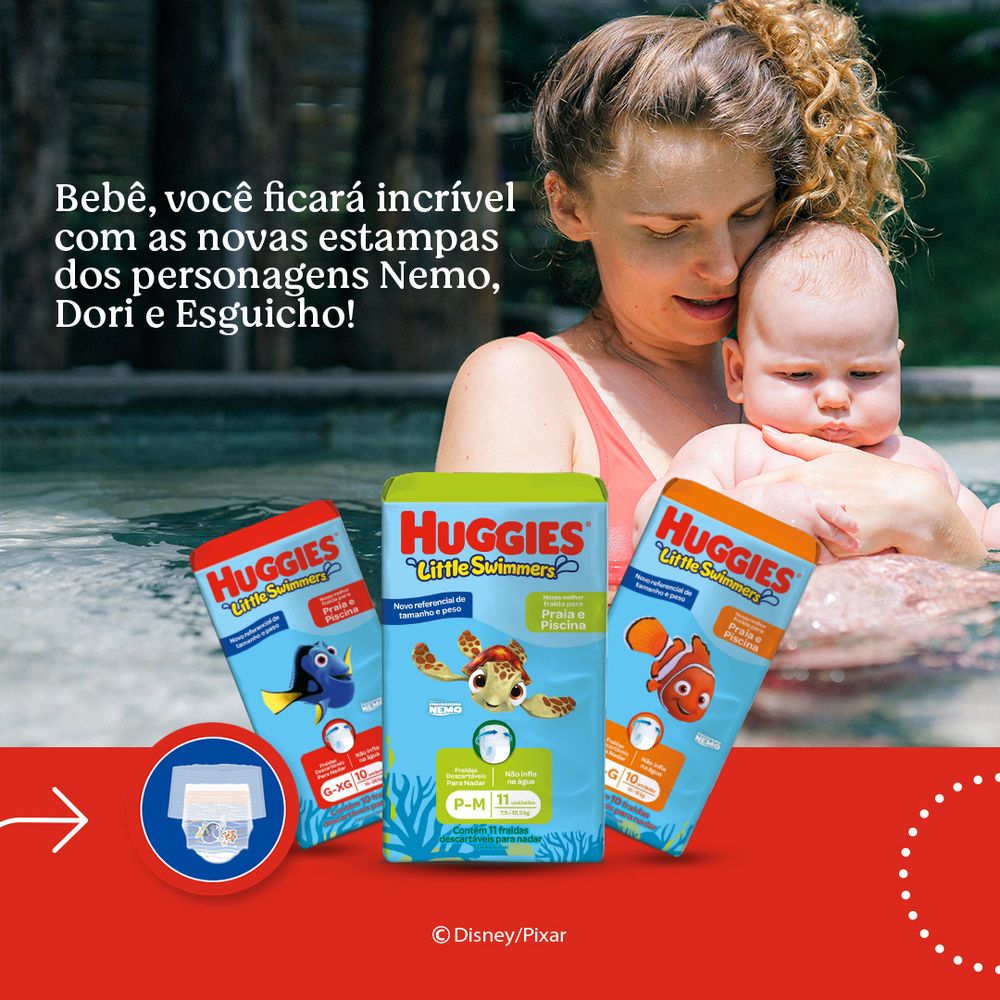 Huggies Fralda Roupinha Little Swimmers P-M Praia e Piscina Não Infla 11 un - Imagem 3
