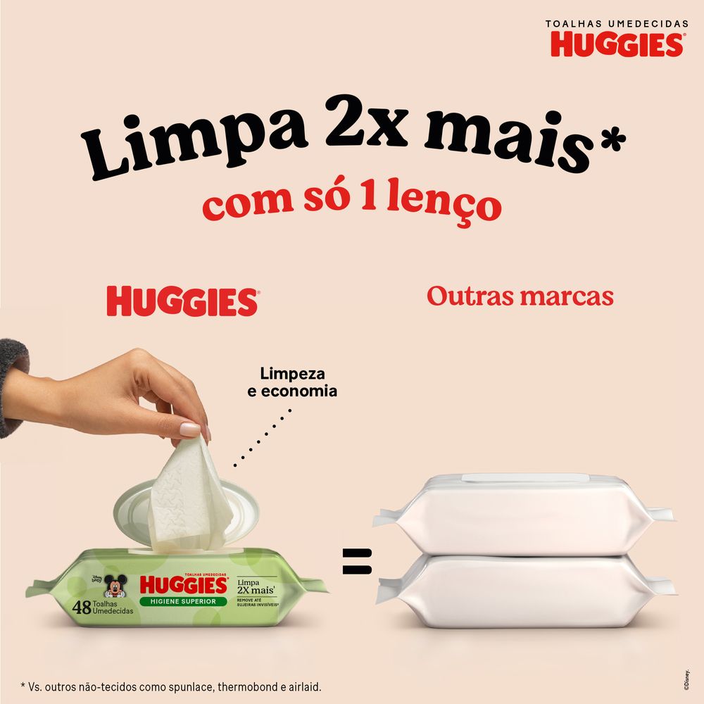 Lenços Huggies Higiene Superior Limpam 2x Mais 4 x 48 Un - Imagem 2