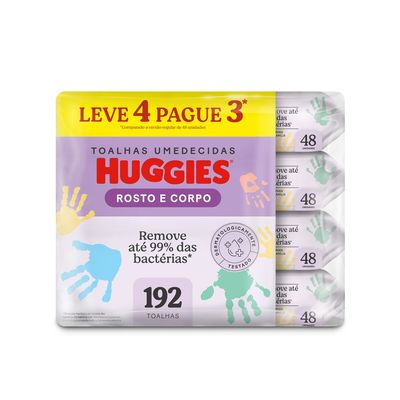 Huggies Lenço Umedecido Rosto e Corpo Hipoalergênico 48 Un Sem Álcool
