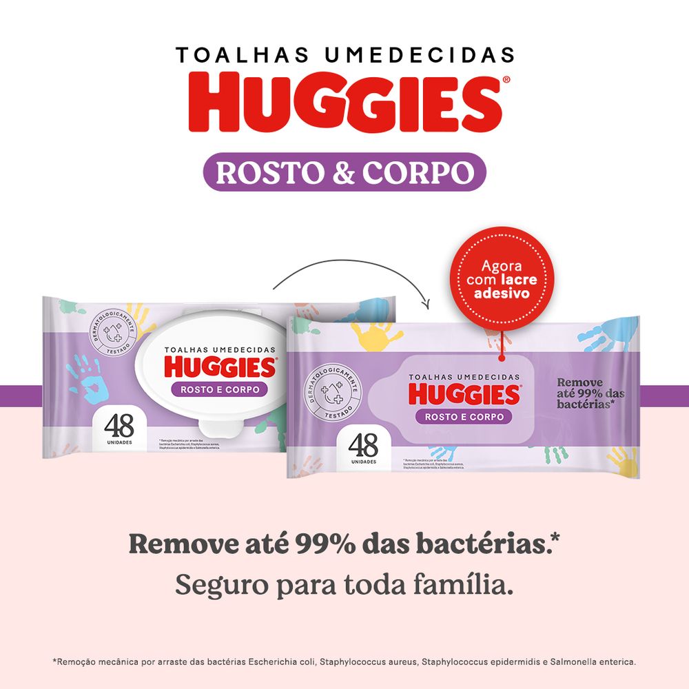 Lenço Umedecido Huggies Rosto e Corpo Limpeza Hipoalergênico - 192 Unidades - Imagem 2