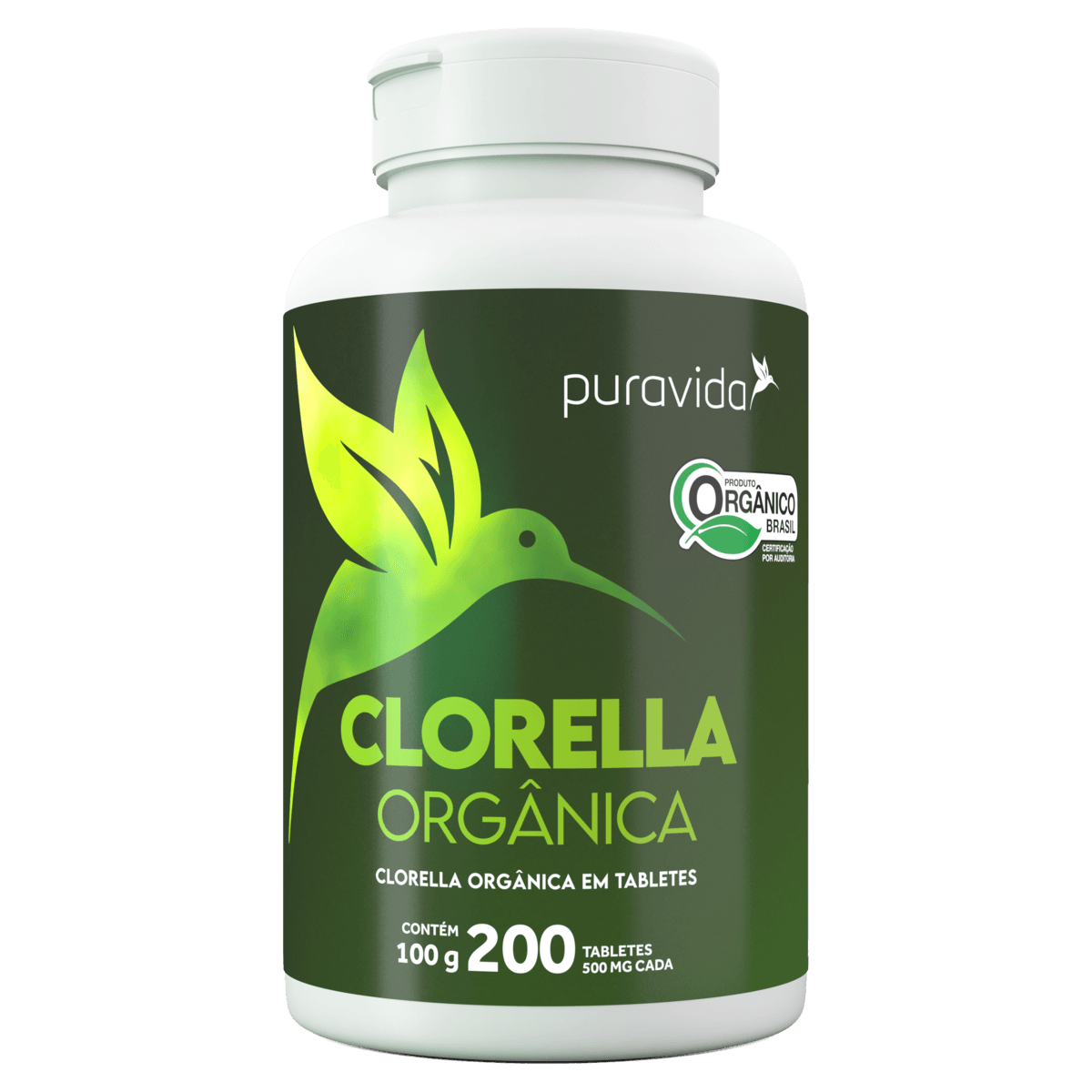 Suplemento Clorella Orgânica Puravida 500mg Tabletes 200 Unidades
