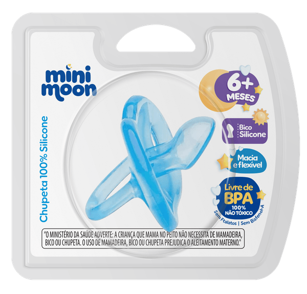 Chupeta Mini Moon Ortodôntica Silicone Azul