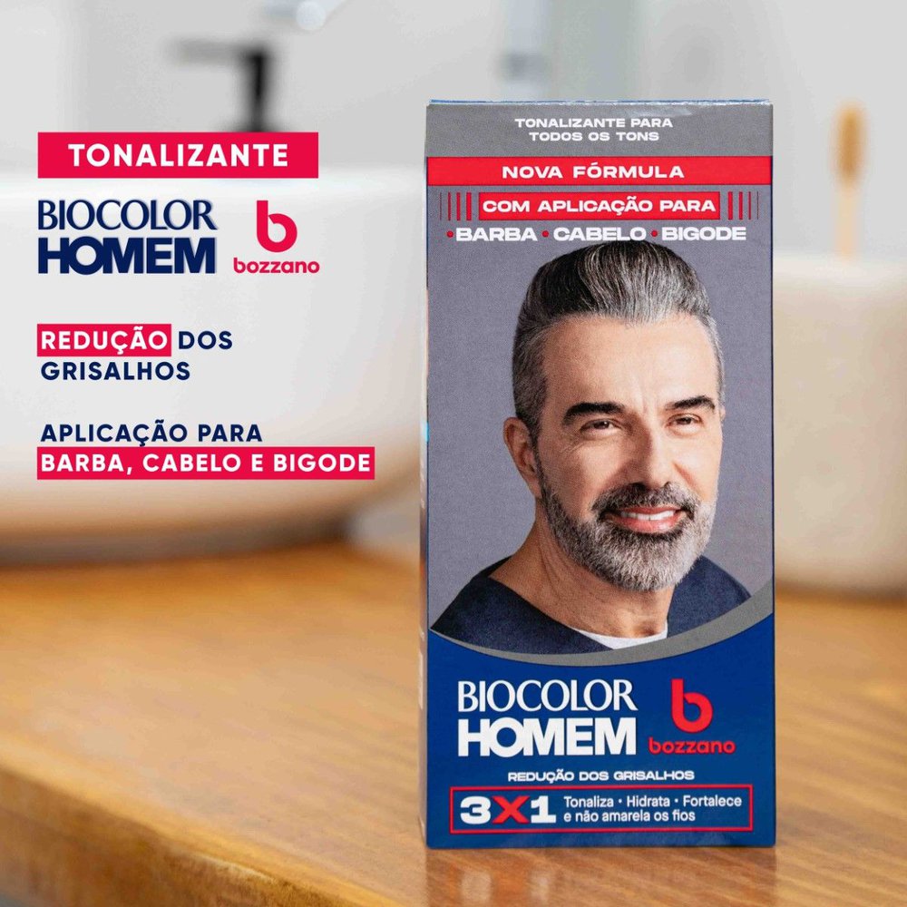 Tonalizante de Cabelo Masculino Biocolor Homem Bozzano Redução dos Grisalhos - Imagem 2