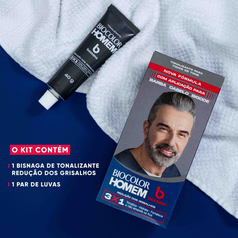 Tonalizante de Cabelo Masculino Biocolor Homem Bozzano Redução dos Grisalhos - Imagem 3